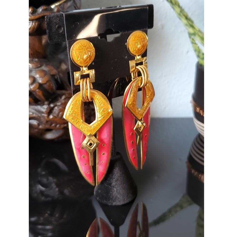 Fabulous vintage 80's Edgar Berebi statement earrings - Picture 5 of 6